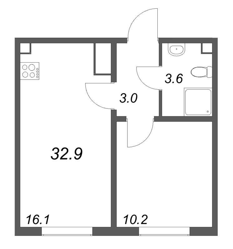 2 ккв (Евро) 33,1 м²