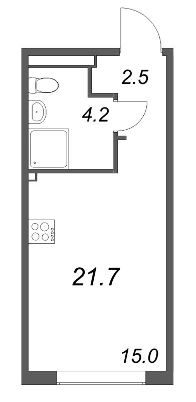 Студия 21,7 м²