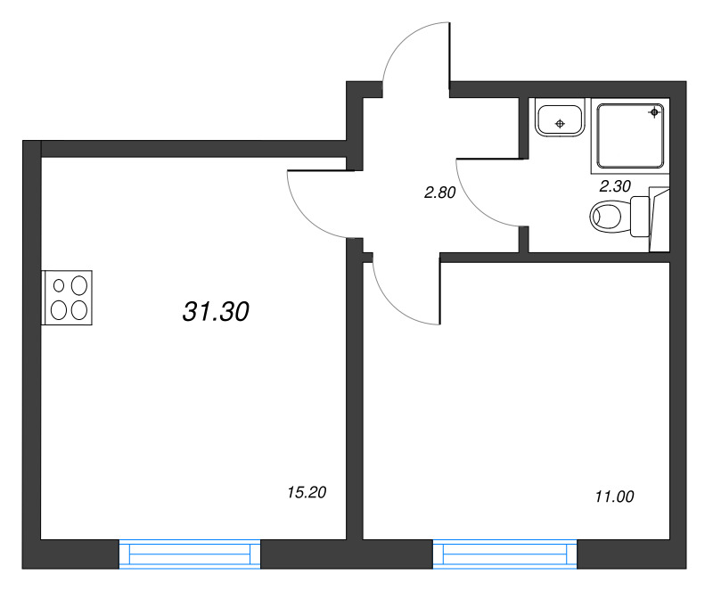 2 ккв (Евро) 31,3 м²
