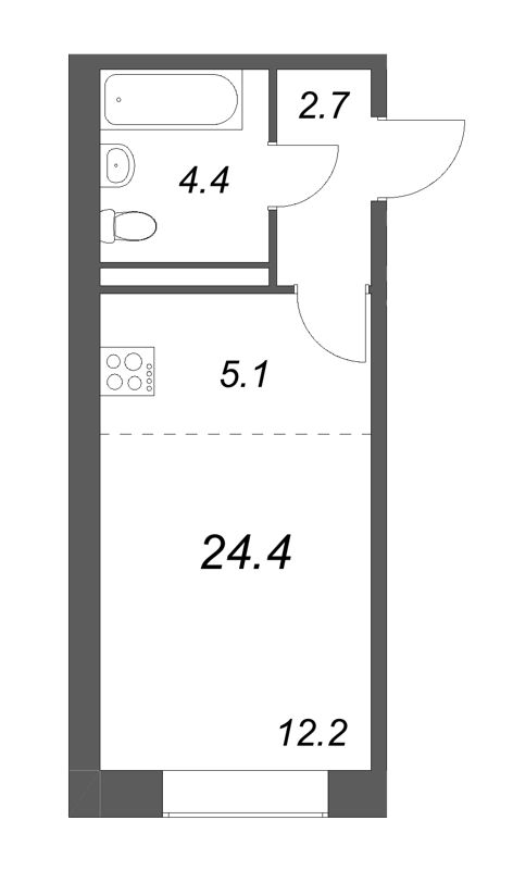 Студия 24,4 м²