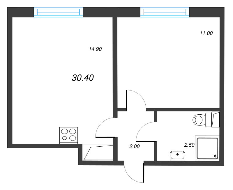 1 ккв 30,9 м²