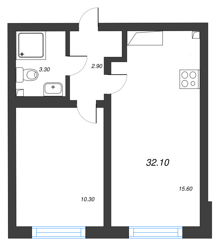 2 ккв (Евро) 32,1 м²