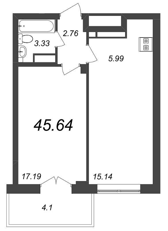 2 ккв (Евро) 46,4 м²