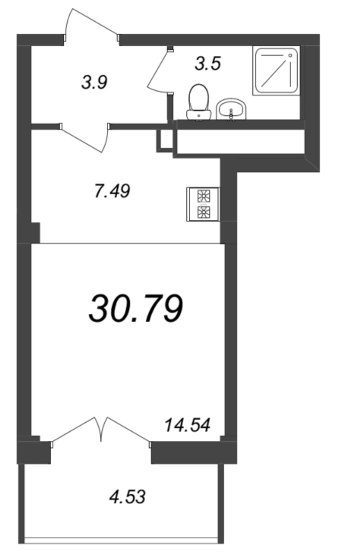 Студия 31,2 м²