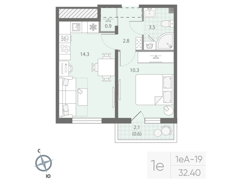 1 ккв 32,4 м²