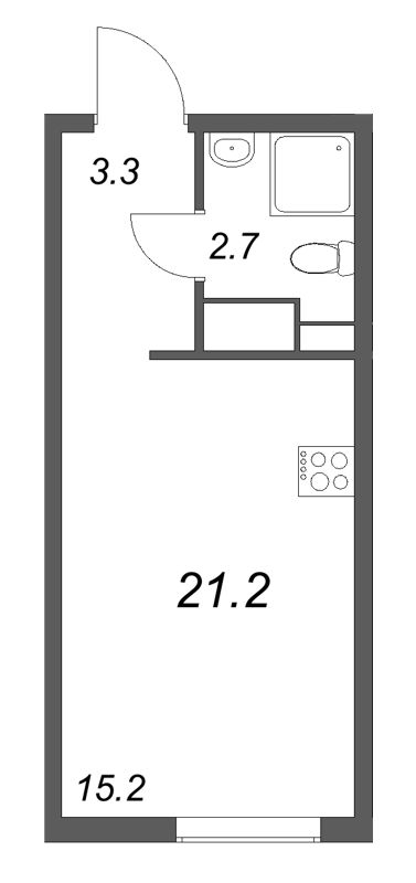 Студия 21,2 м²