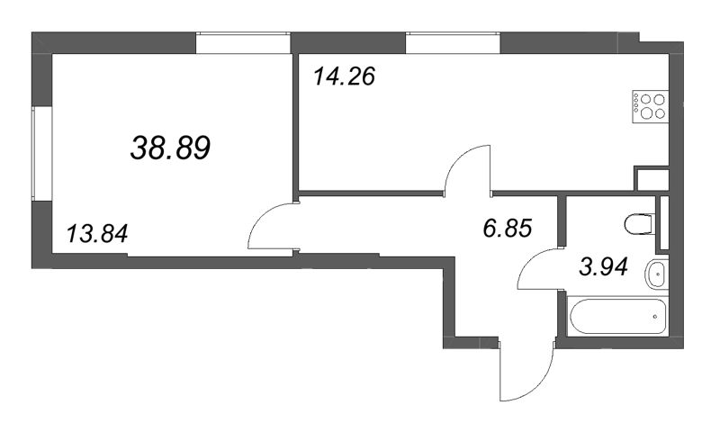1 ккв 38,9 м²