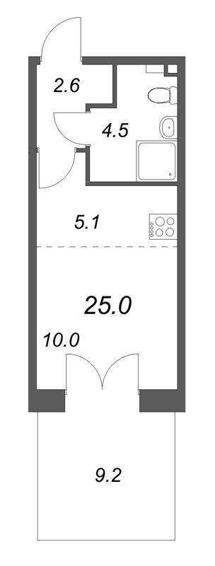 Студия 25 м²