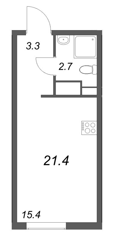 Студия 21,4 м²