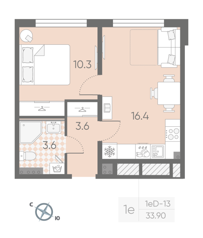 2 ккв (Евро) 33,9 м²