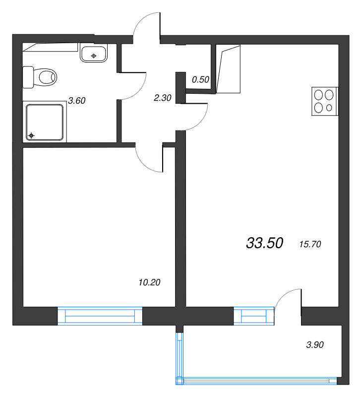 2 ккв (Евро) 33,5 м²