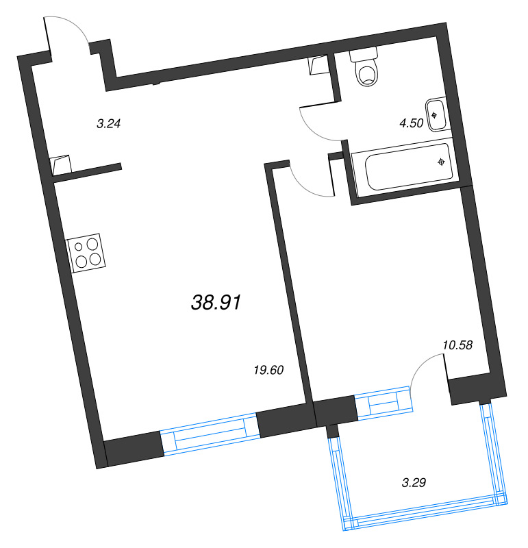 2 ккв (Евро) 38,9 м²