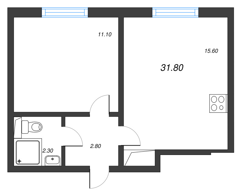 2 ккв (Евро) 31,8 м²