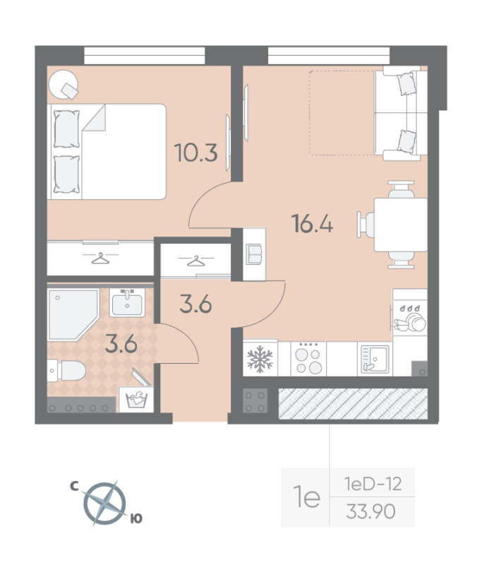 2 ккв (Евро) 33,9 м²
