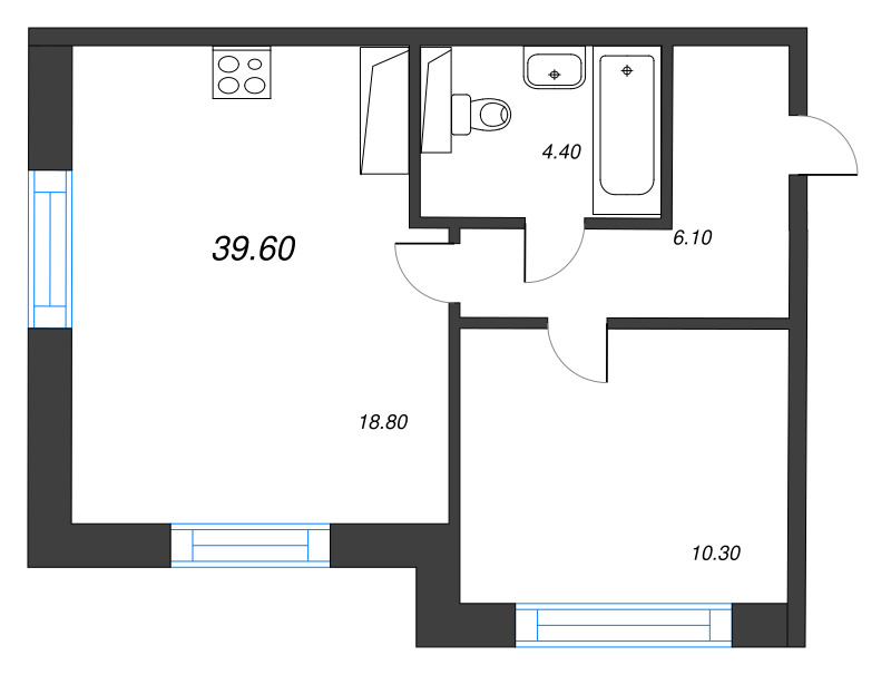 2 ккв (Евро) 39,6 м²