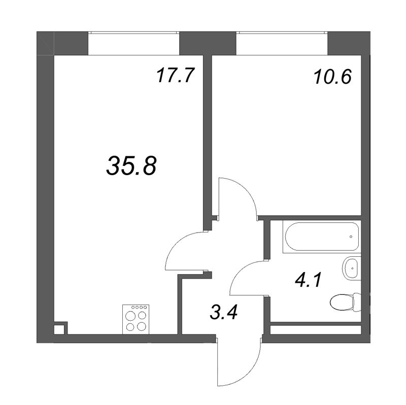 2 ккв (Евро) 35,8 м²