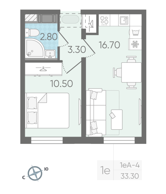 2 ккв (Евро) 33,4 м²