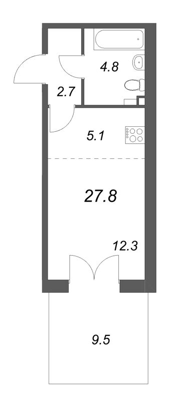 Студия 27,8 м²