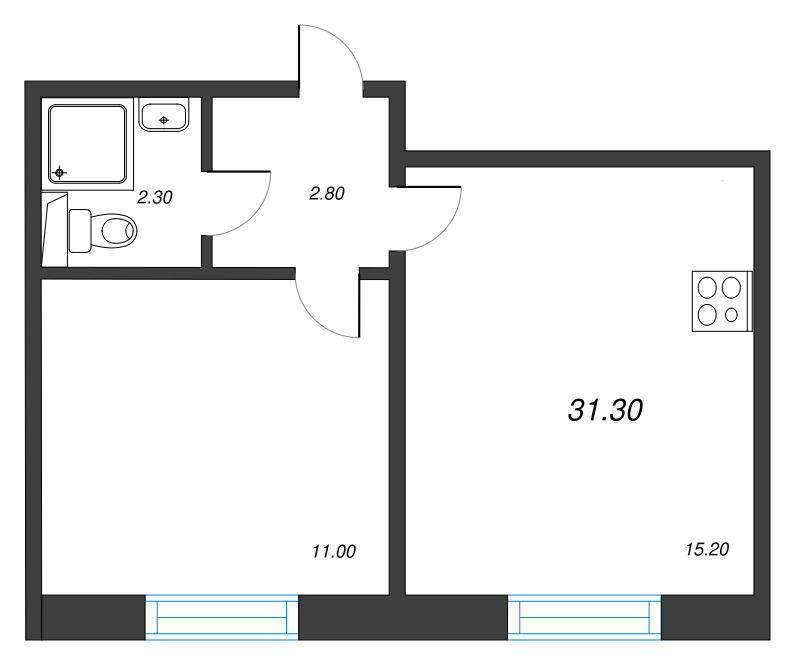 2 ккв (Евро) 31,3 м²