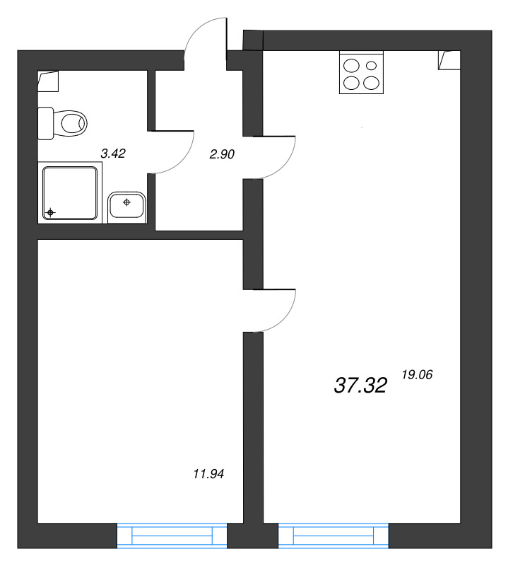 2 ккв (Евро) 37,3 м²