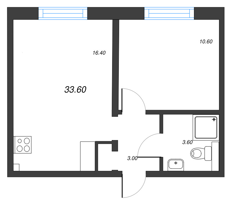 2 ккв (Евро) 33,6 м²