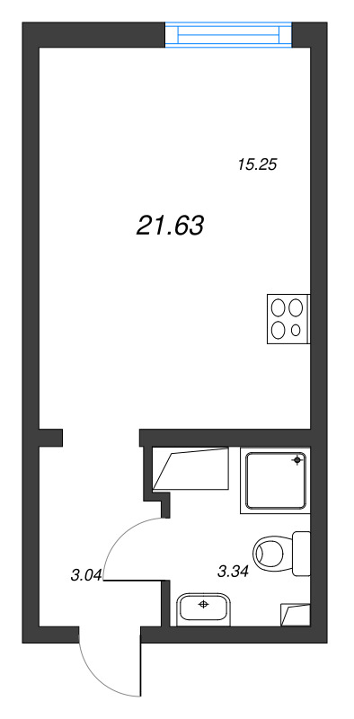 Студия 21,6 м²