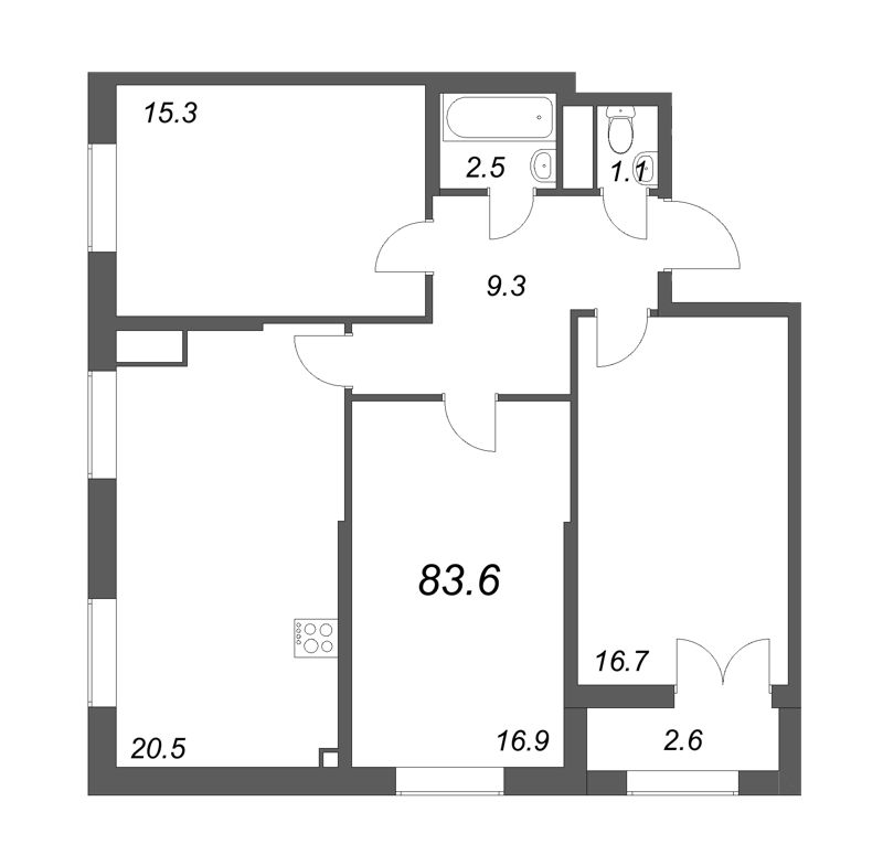 4 ккв (Евро) 82,6 м²