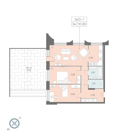3 ккв (Евро) 110,8 м²