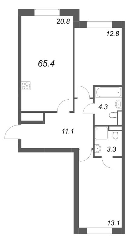 3 ккв (Евро) 65,4 м²