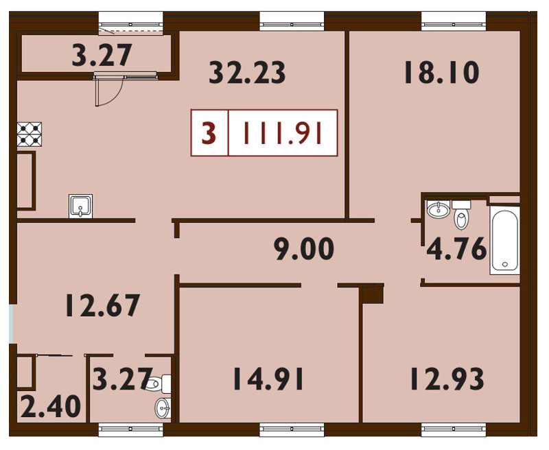 4 ккв (Евро) 112,2 м²