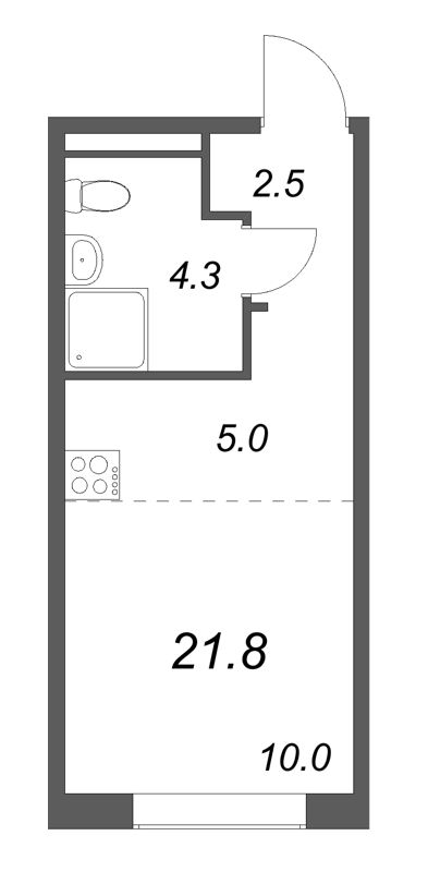 Студия 21,8 м²