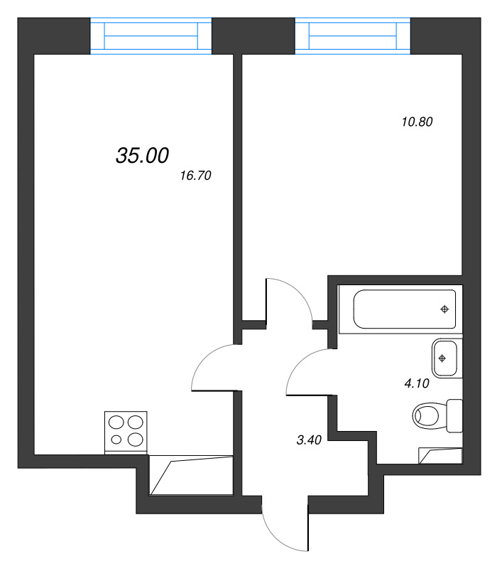 2 ккв (Евро) 35 м²