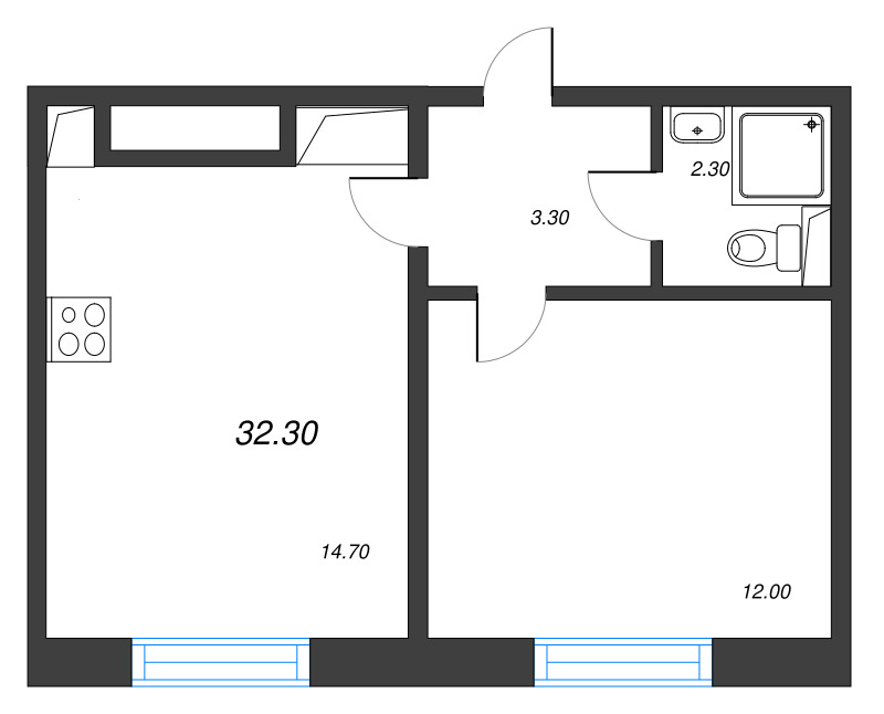 1 ккв 32,3 м²