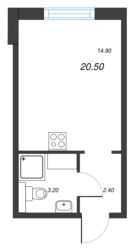 Студия 20,5 м²