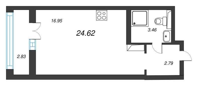 Студия 24,6 м²