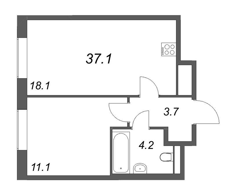 2 ккв (Евро) 37,1 м²