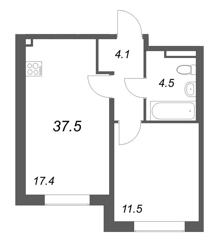 2 ккв (Евро) 37,5 м²