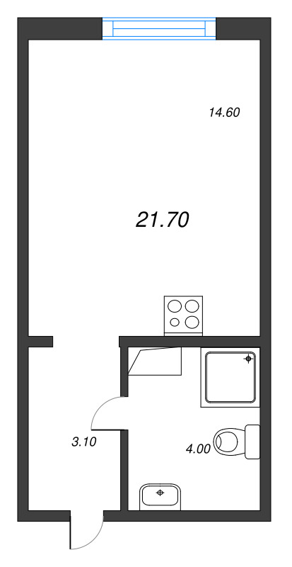 Студия 21,7 м²