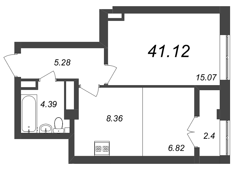 2 ккв (Евро) 40,9 м²