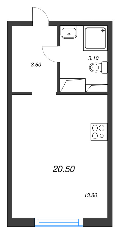 Студия 20,5 м²