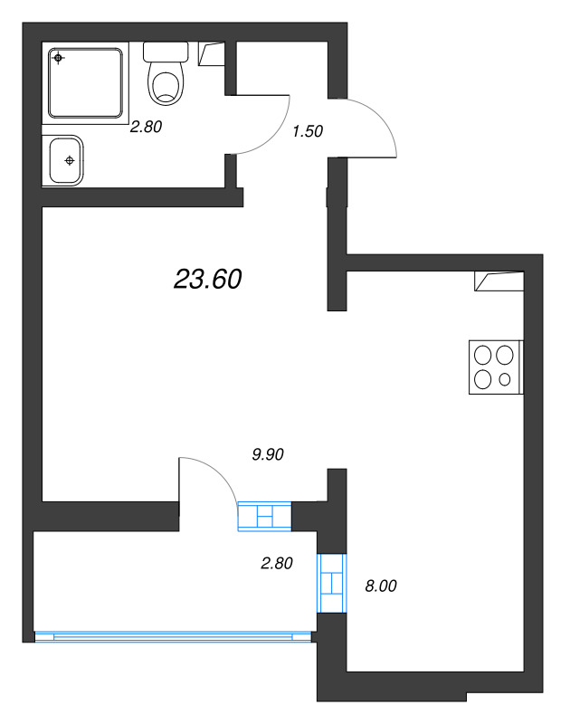Студия 23,6 м²