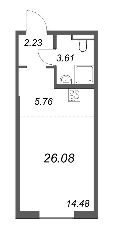 Студия 26,1 м²