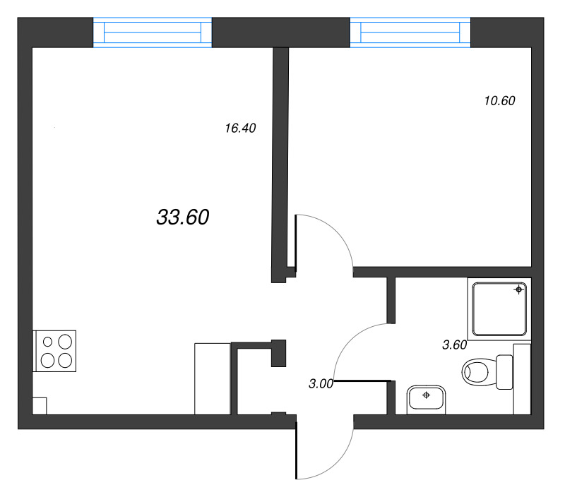2 ккв (Евро) 33,6 м²