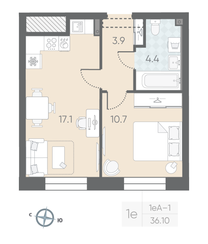 2 ккв (Евро) 36,1 м²