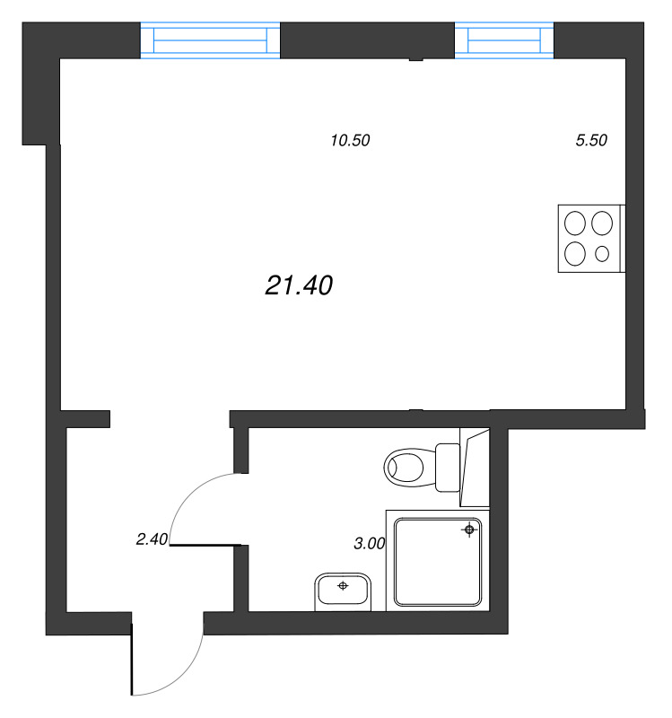 Студия 21,4 м²