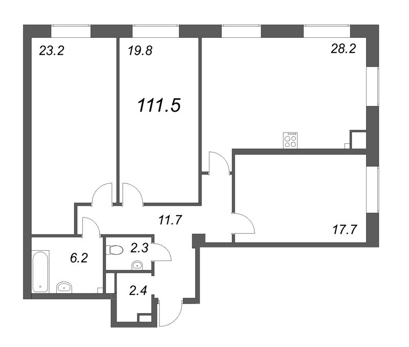 4 ккв (Евро) 112,4 м²