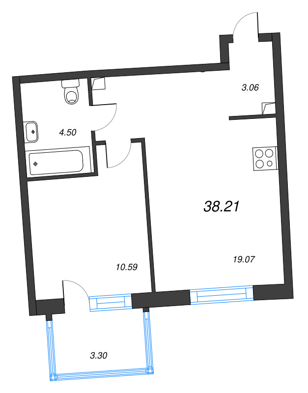 2 ккв (Евро) 38,2 м²