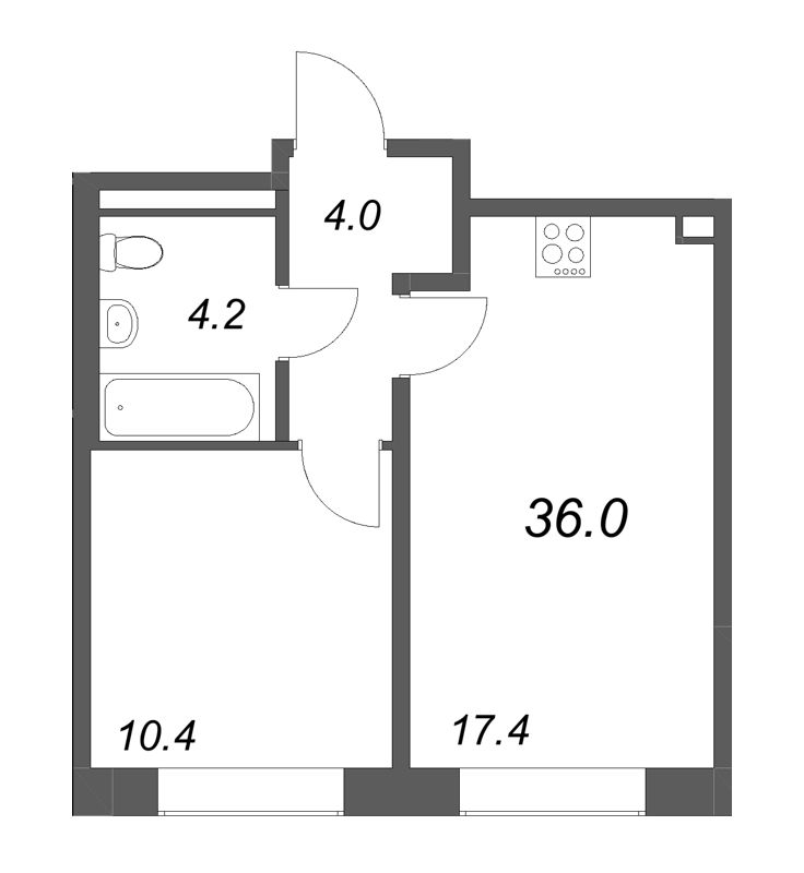2 ккв (Евро) 36 м²