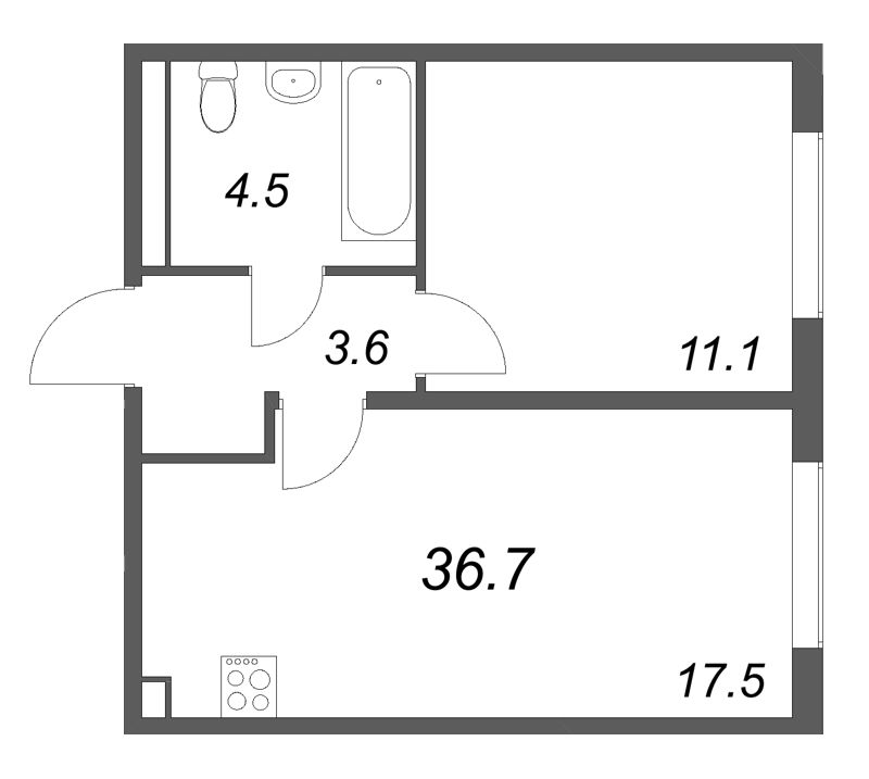 2 ккв (Евро) 36,7 м²