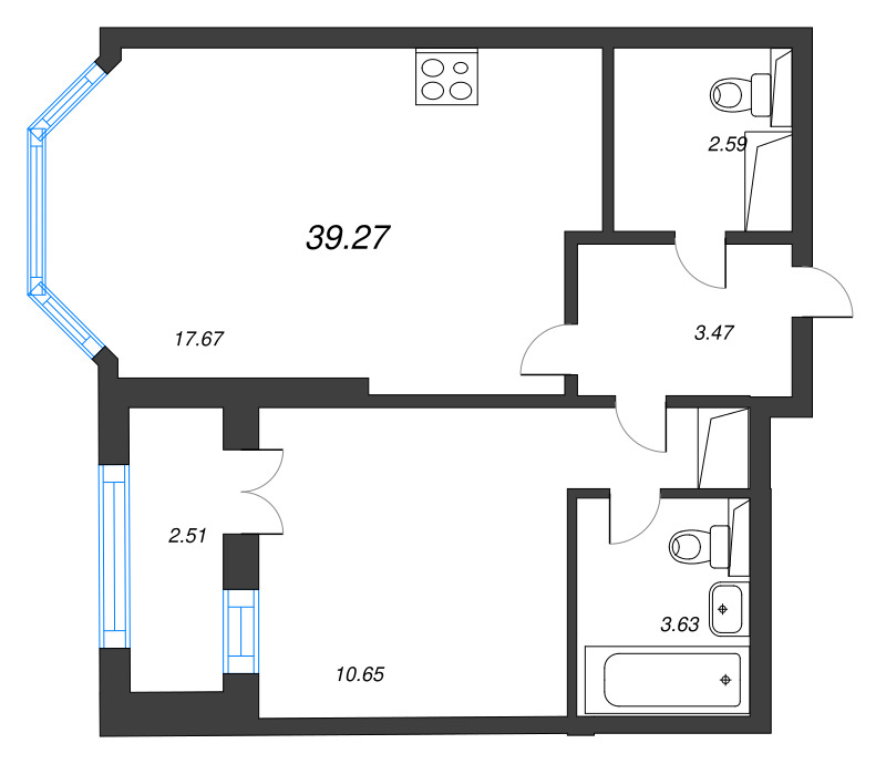 2 ккв (Евро) 39,3 м²